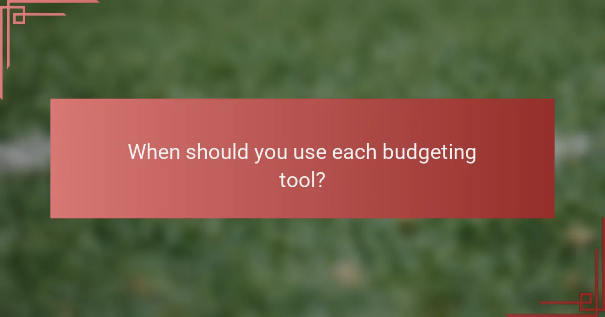 When should you use each budgeting tool?